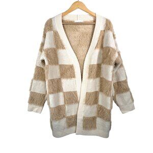 Threaded Leaf Oversized super soft fur knit cardigan 90s preppy